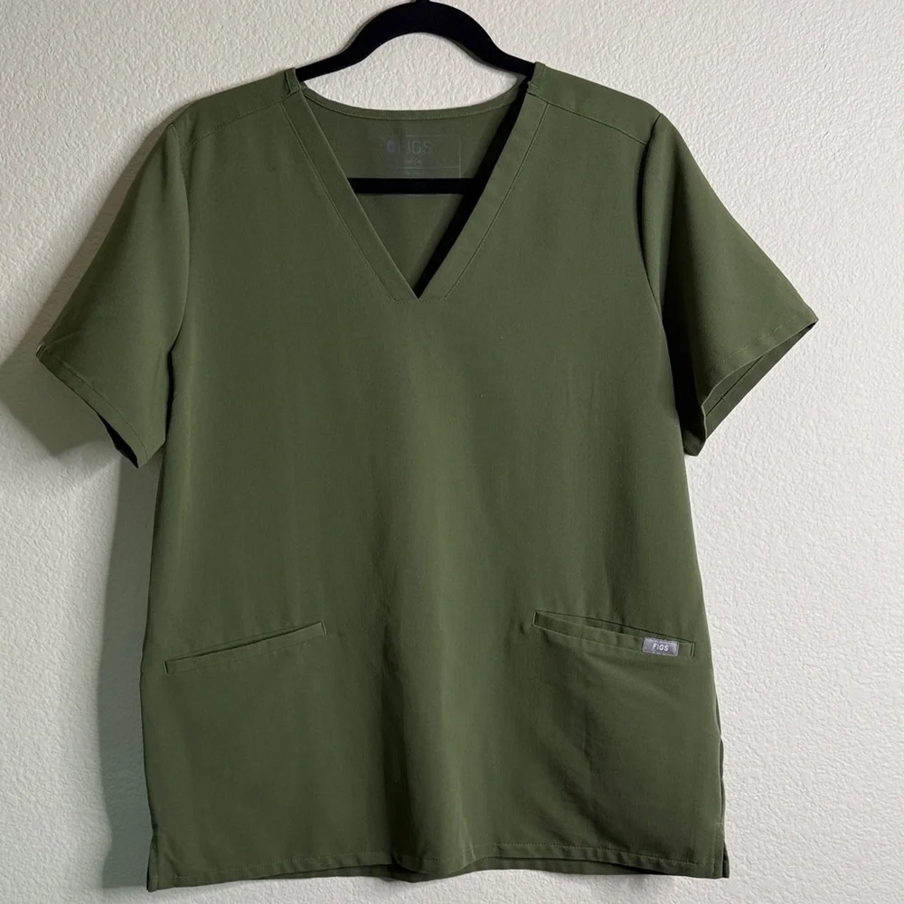Figs Casma scrub top unisex size large EUC army green